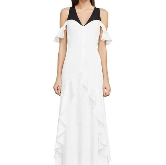 BCBGMAXAZARIA GOWN Maxi Dress White Black - Picture 2 of 8